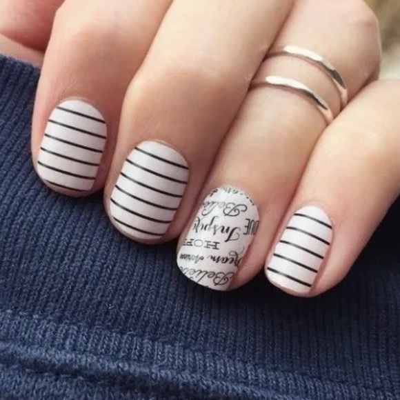 Jamberry White & Black Striped Nail Wraps - Country Club - Picture 9 of 13